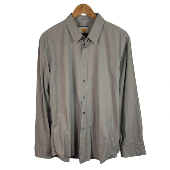 BF1067 Mens Hugo Boss Orange Designer Button Down Shirt XL - Picture 1 of 4